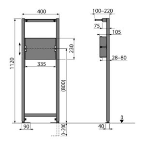 AlcaPlast A104PB/1120 - Montážny rám pre podomietkovú batériu