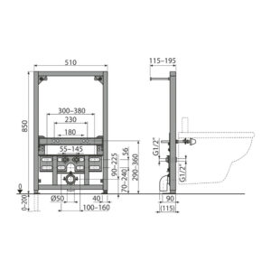 AlcaPlast A105/850 - Montážny rám pre bidet