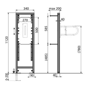 AlcaPlast A106/1120 - Montážny rám pre madlo