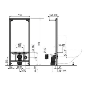 AlcaPlast A113/1200 - Montážny rám pre závesné WC kombi