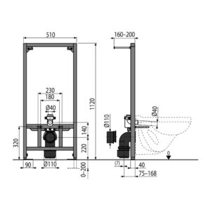 AlcaPlast A114/1120 - Montážny rám pre závesné WC