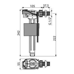 AlcaPlast A150-1/2" - Napúšťací ventil bočný pre keramické nádržky