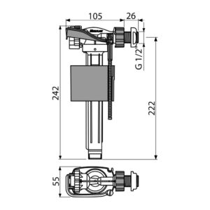 AlcaPlast A150P-1/2" - Napúšťací ventil bočný pre plastové nádržky