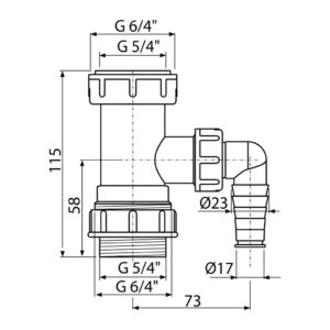 AlcaPlast A300 - Medzikus 5/4"–6/4" a 6/4"–5/4" s prípojkou