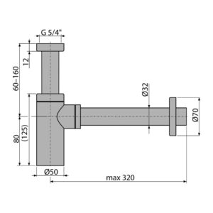 AlcaPlast A400ANTIC - Sifón umývadlový DN32 DESIGN, bronz-antic