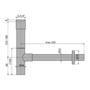 AlcaPlast A402 - Sifón umývadlový DN32 DESIGN celokovový, masívny