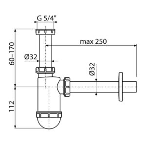 AlcaPlast A430 - Sifón umývadlový DN32 s prevlečnou maticou 5/4"