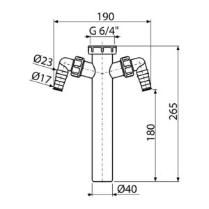 AlcaPlast A44M-DN40 - Medzikus s prevlečnou maticou 6/4" a dvoma prípojkami