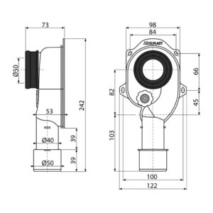 AlcaPlast A45C - Sifón pisoárový zvislý DN40 a DN50