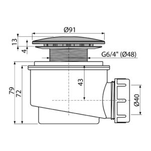 AlcaPlast A47CR-60 - Sifón vaničkový, chróm