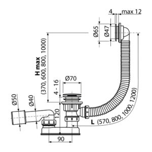 AlcaPlast A505CRM-80 - Sifón vaňový CLICK/CLACK, chróm