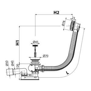 AlcaPlast A55K-100 - Sifón vaňový automat komplet, kov