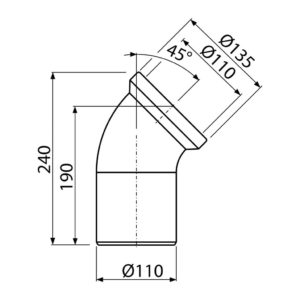 AlcaPlast A90-45 - Dopojenie k WC – koleno 45°