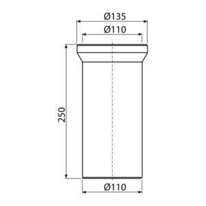 AlcaPlast A91-250 - Dopojenie k WC – nátrubok 250 mm