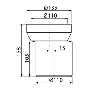 AlcaPlast A92 - Dopojenie k WC – nátrubok excentrický 158 mm