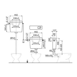 AlcaPlast A93-1/2" - Alca UNI DUAL univerzálna WC nádržka