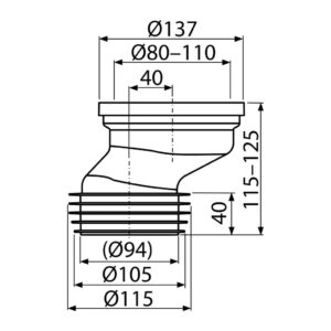 AlcaPlast A991-40 - Dopojenie k WC excentrické 40 mm