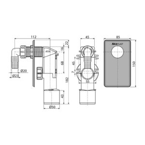 AlcaPlast APS3 - Sifón práčkový podomietkový, nerez