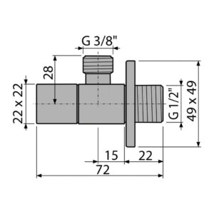 AlcaPlast ARV002 - Ventil rohový 1/2"×3/8", hranatý