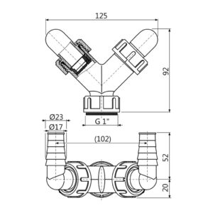 AlcaPlast P148Z - Dvojité kolienko G1“/17–23 s klapkami