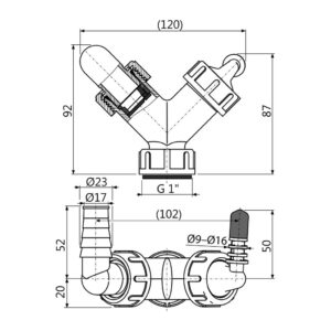 AlcaPlast P149Z - Dvojité kolienko G1“/8–23 s klapkami