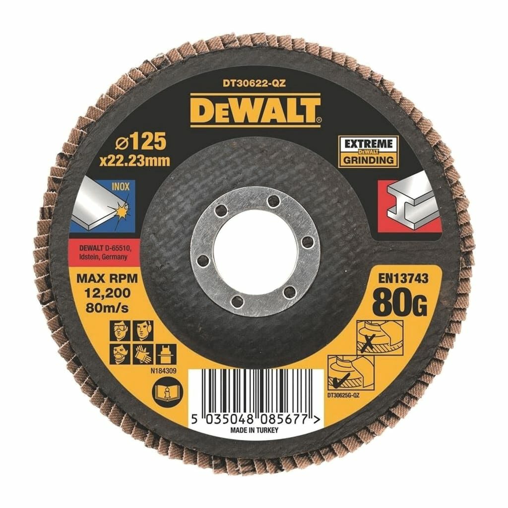 DeWalt DT30622 - Lamelový brúsny kotúč EXTREME® na kov - plochý, 80G, 125mm, Typ 27