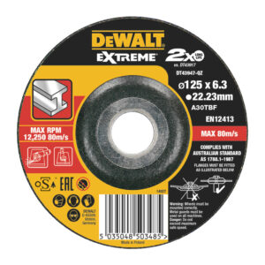 DeWalt DT43947 - Brúsny kotúč EXTREME® na kov, 125x22,2x6,0mm, Typ 27 – vypuklý