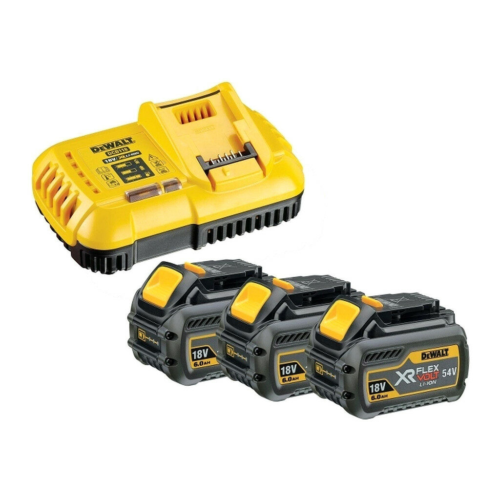 DeWalt DCB118T3 - Súprava rýchlonabíjačky a akumulátorov XR FlexVolt 18-54V, 6,0Ah, 3ks