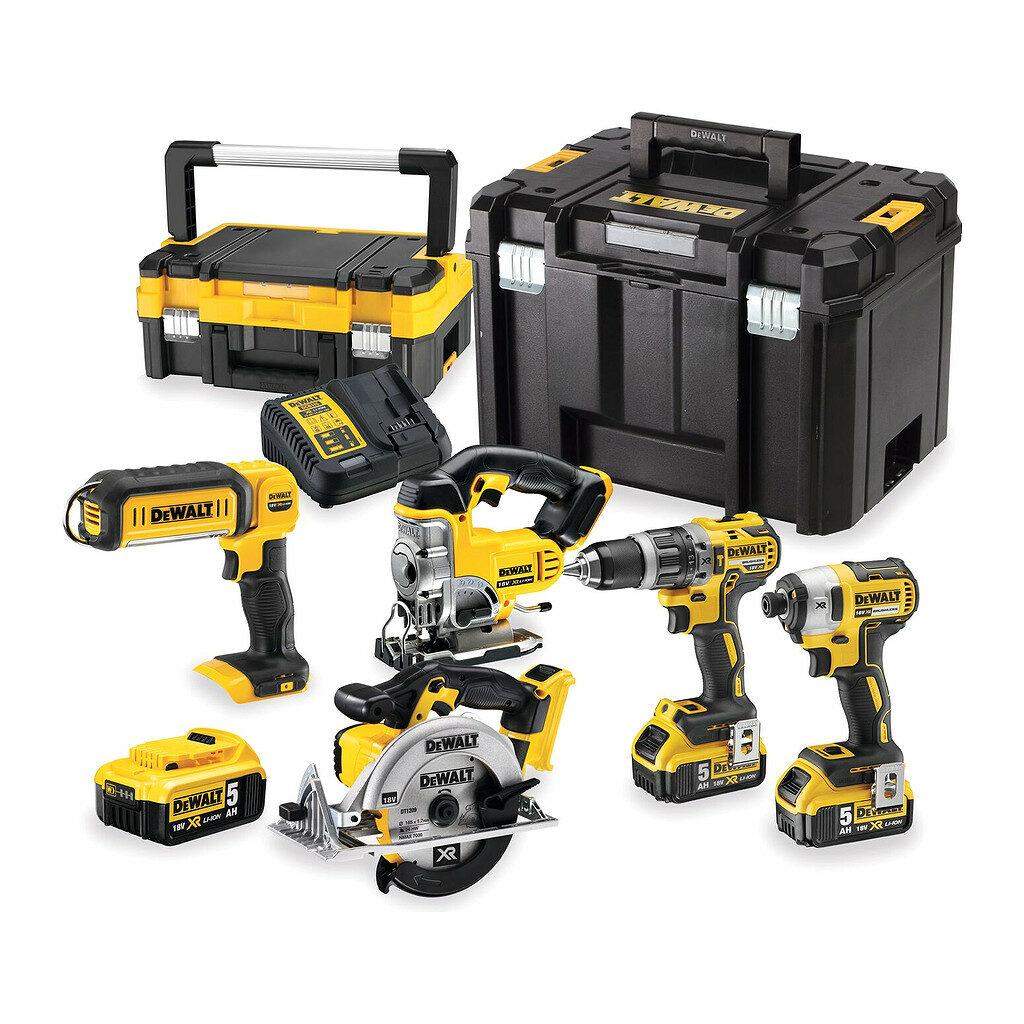 DeWalt DCK551P3T - Aku kombo sada 5 druhov náradia 18V, 3x aku 5,0Ah, nabíjačka 2x kufor Tstak