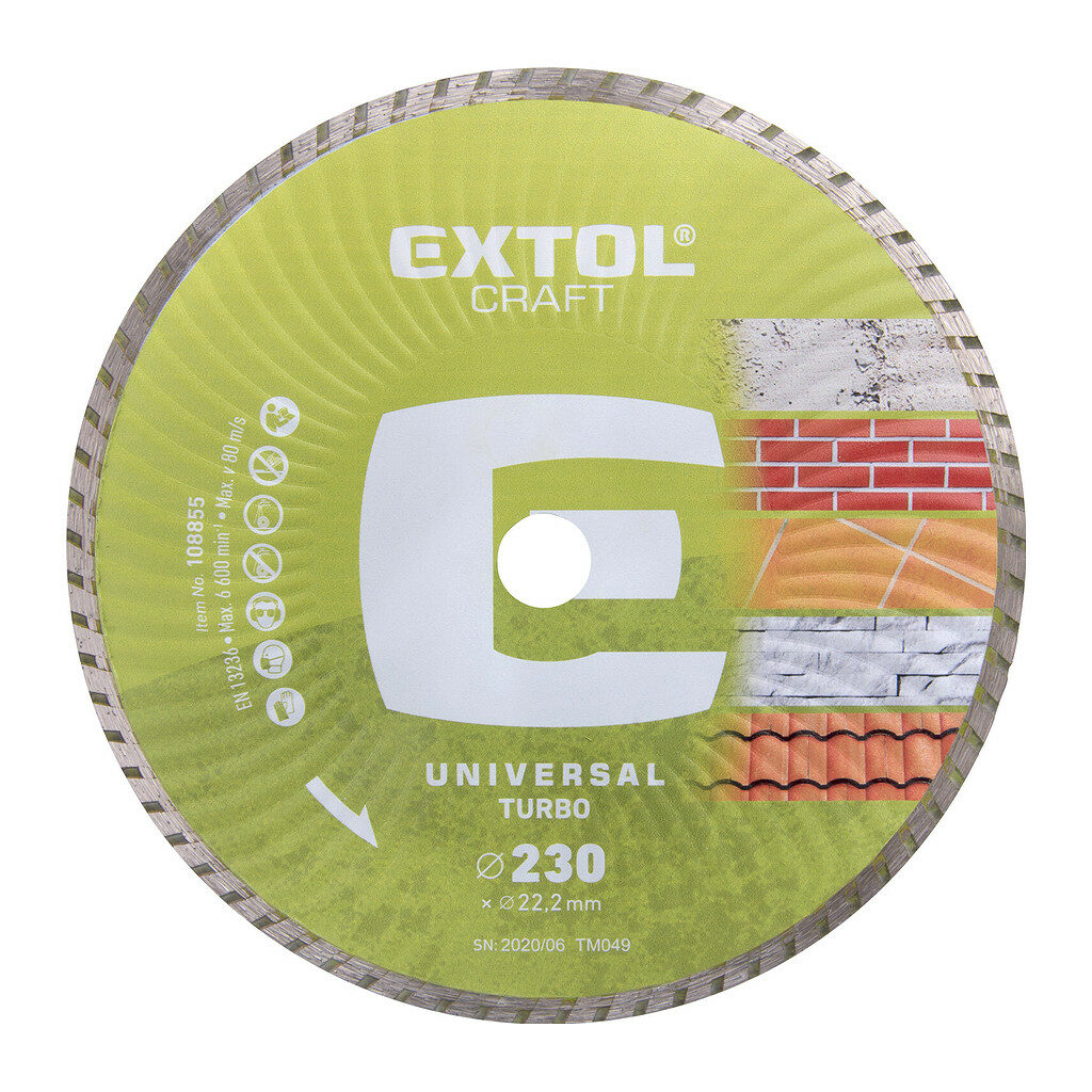 Extol Craft 108855 - Kotúč rezný diamantový Turbo, 230mm