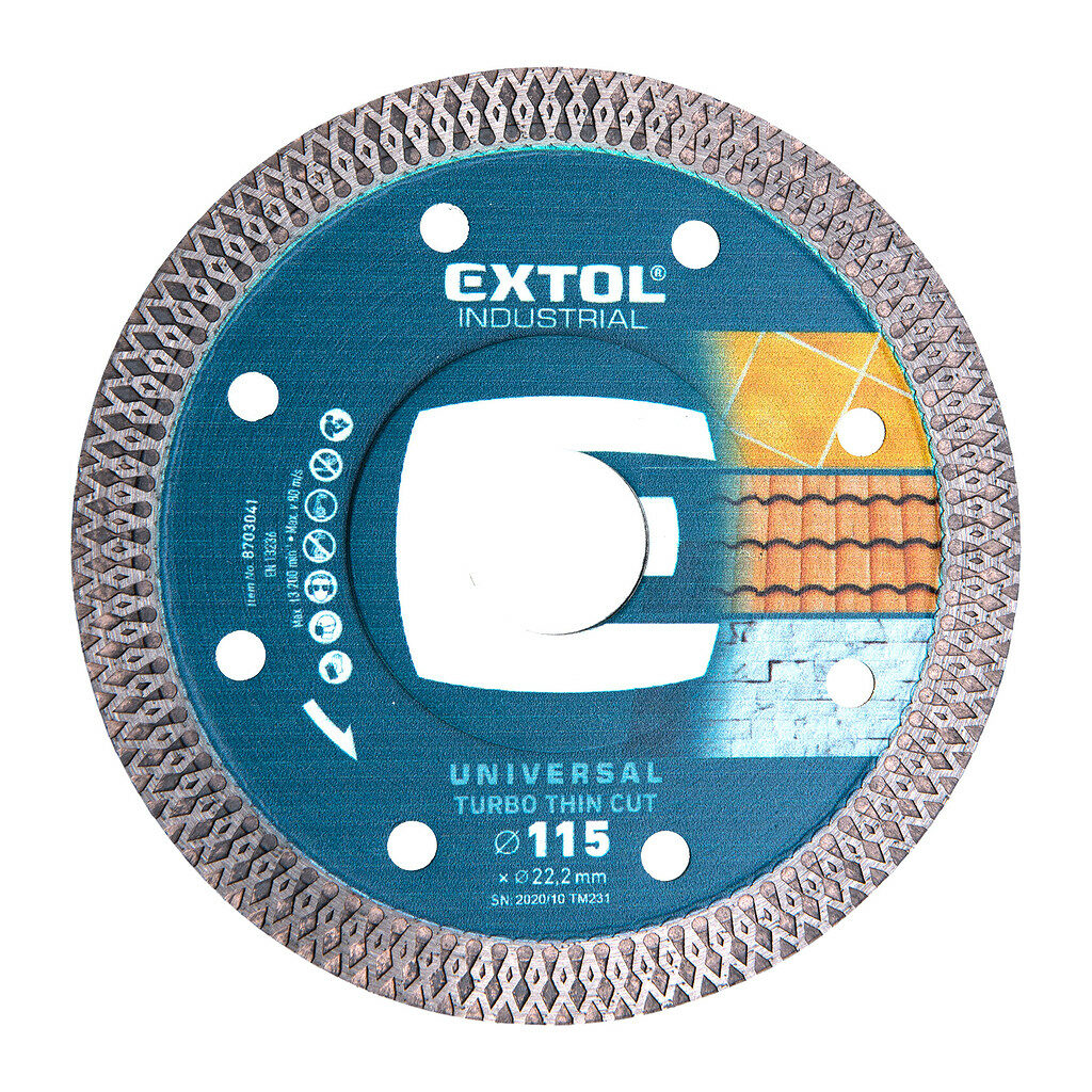 Extol Industrial 8703041 - Kotúč rezný diamantový Turbo Thin Cut, 115mm, suché aj mokré rezanie