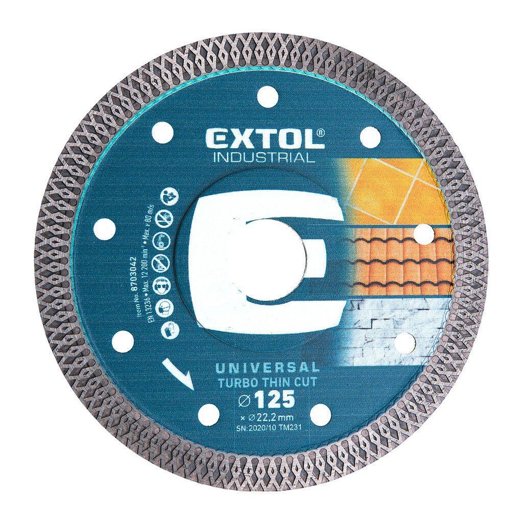 Extol Industrial 8703042 - Kotúč rezný diamantový Turbo Thin Cut, 125mm, suché aj mokré rezanie