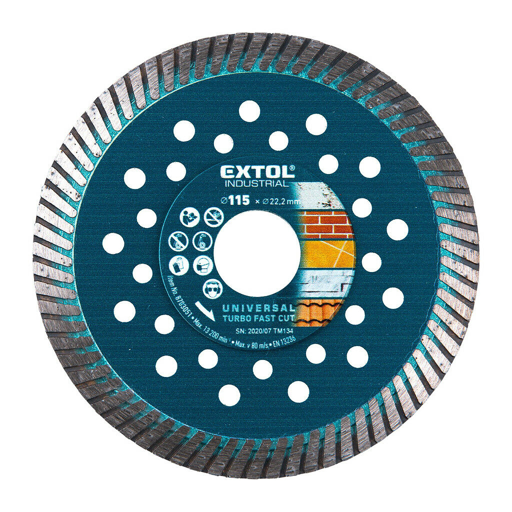 Extol Industrial 8703051 - Kotúč rezný diamantový Turbo Fast Cut, 115mm