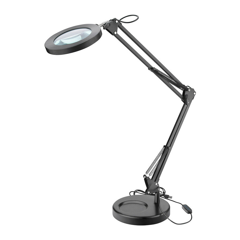 Extol Light 43160 - Lampa stolová s LED a lupou, 2400lm, USB napájanie, čierna