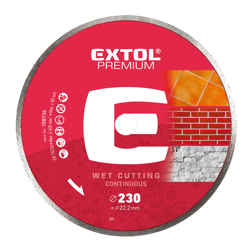 Extol Premium 108735 - Kotúč rezný diamantový plný, 230mm