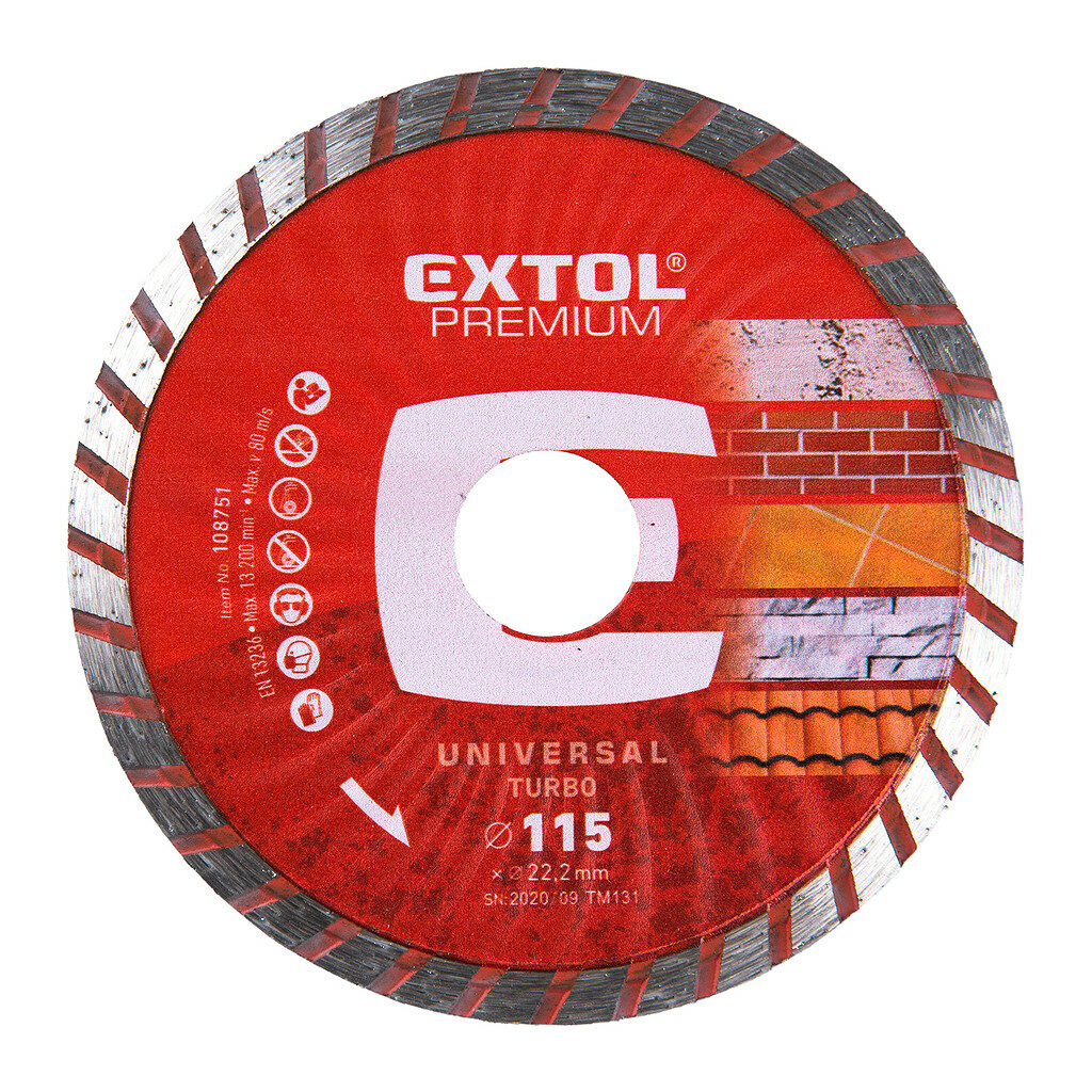 Extol Premium 108751 - Kotúč rezný diamantový Turbo, 115mm