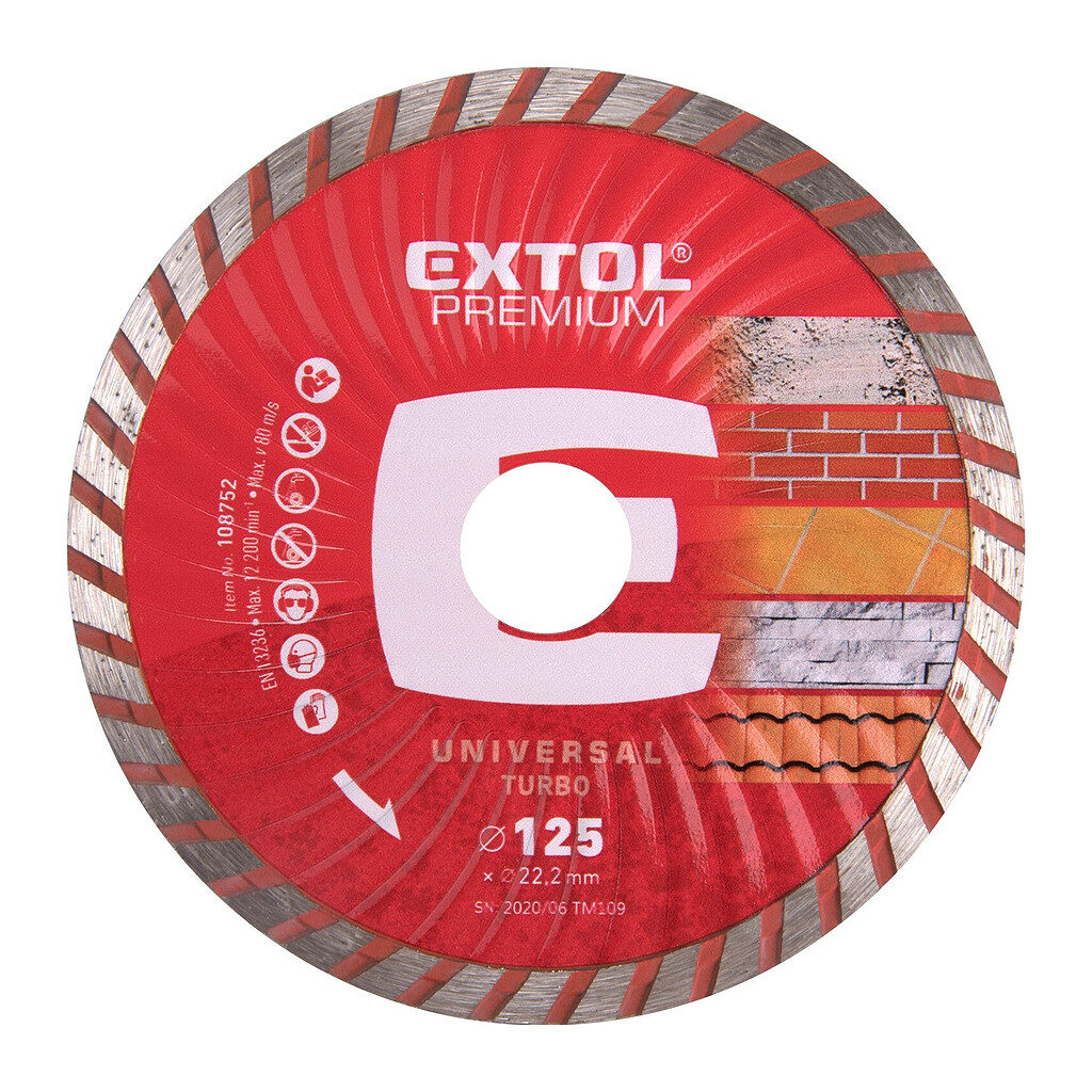 Extol Premium 108752 - Kotúč rezný diamantový Turbo, 125mm