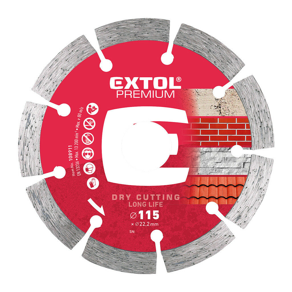 Extol Premium 108911 - Kotúč rezný diamantový segmentový Long Life, 115mm