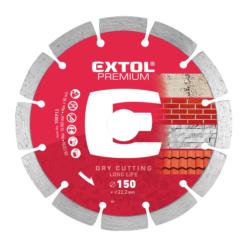 Extol Premium 108913 - Kotúč rezný diamantový segmentový Long Life, 150mm