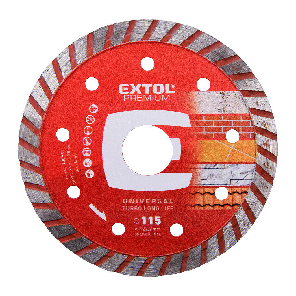 Extol Premium 108951 - Kotúč rezný diamantový Turbo Long Life, 115mm