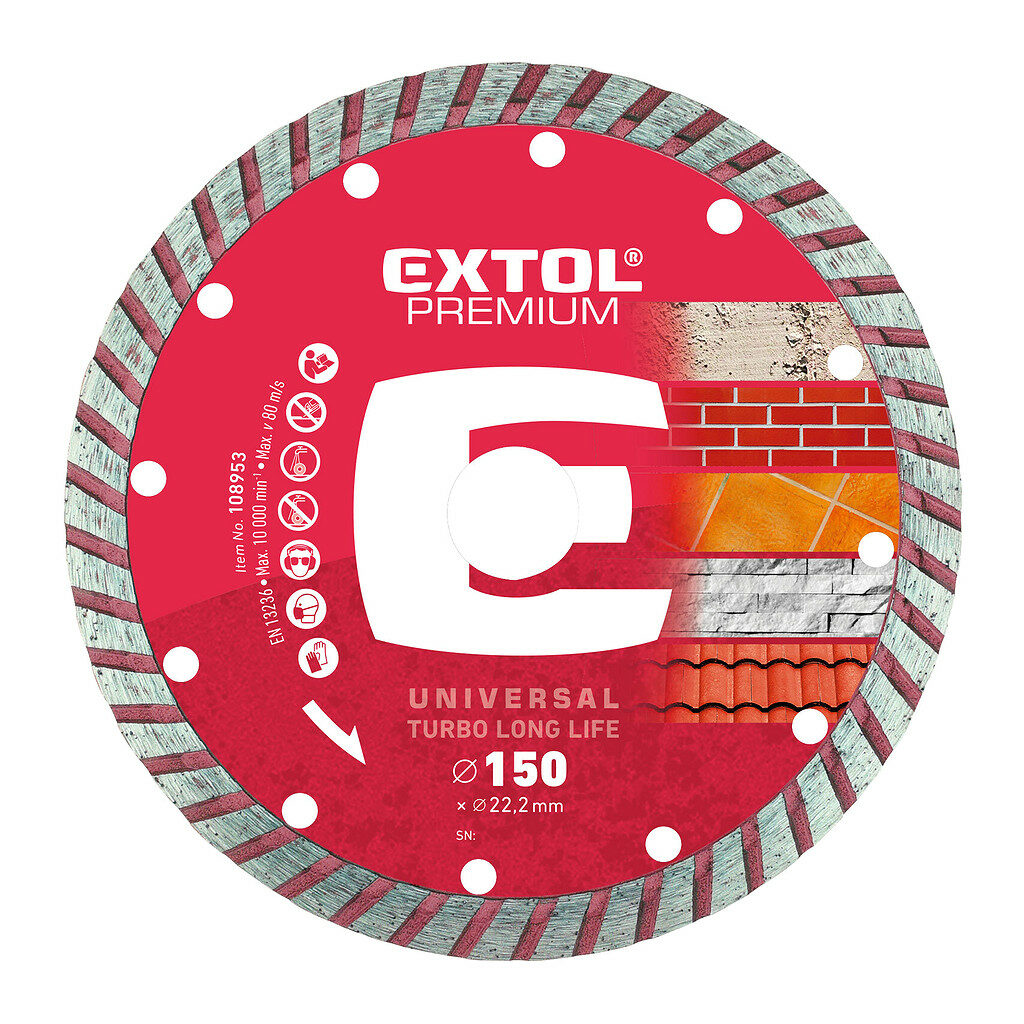 Extol Premium 108953 - Kotúč rezný diamantový Turbo Long Life, 150mm