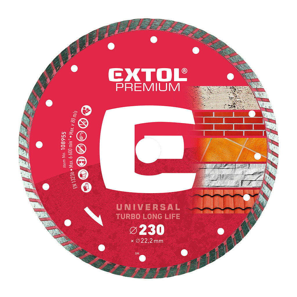 Extol Premium 108955 - Kotúč rezný diamantový Turbo Long Life, 230mm