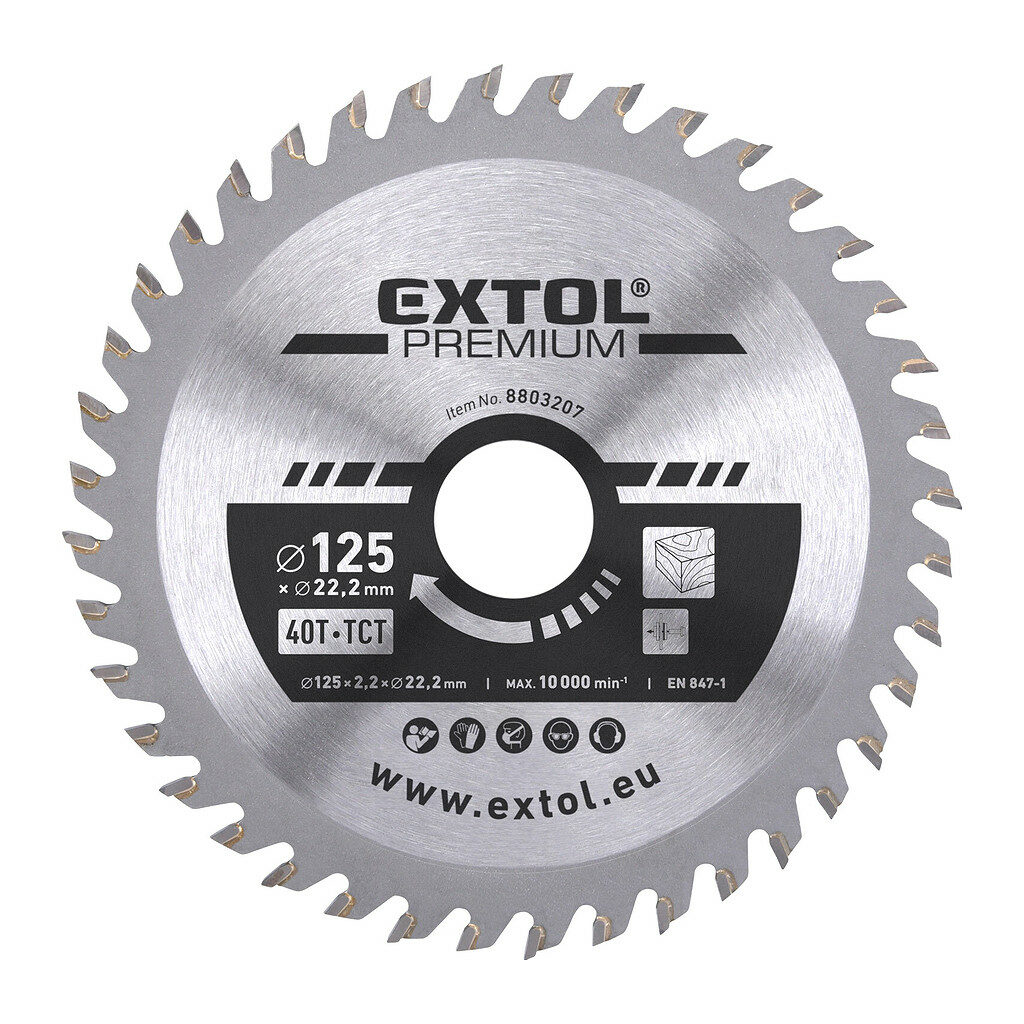 Extol Premium 8803207 - Kotúč pílový s SK plátkami, Ø125x2,6x22,2mm, 40z