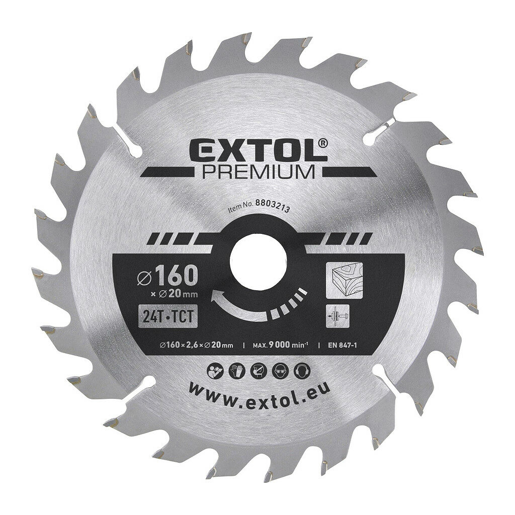 Extol Premium 8803213 - Kotúč pílový s SK plátkami, Ø160x2,8x20mm, 24z