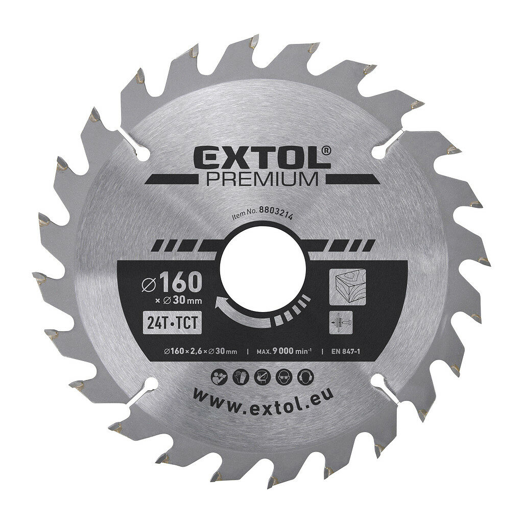 Extol Premium 8803214 - Kotúč pílový s SK plátkami, Ø160x2,8x30mm, 24z