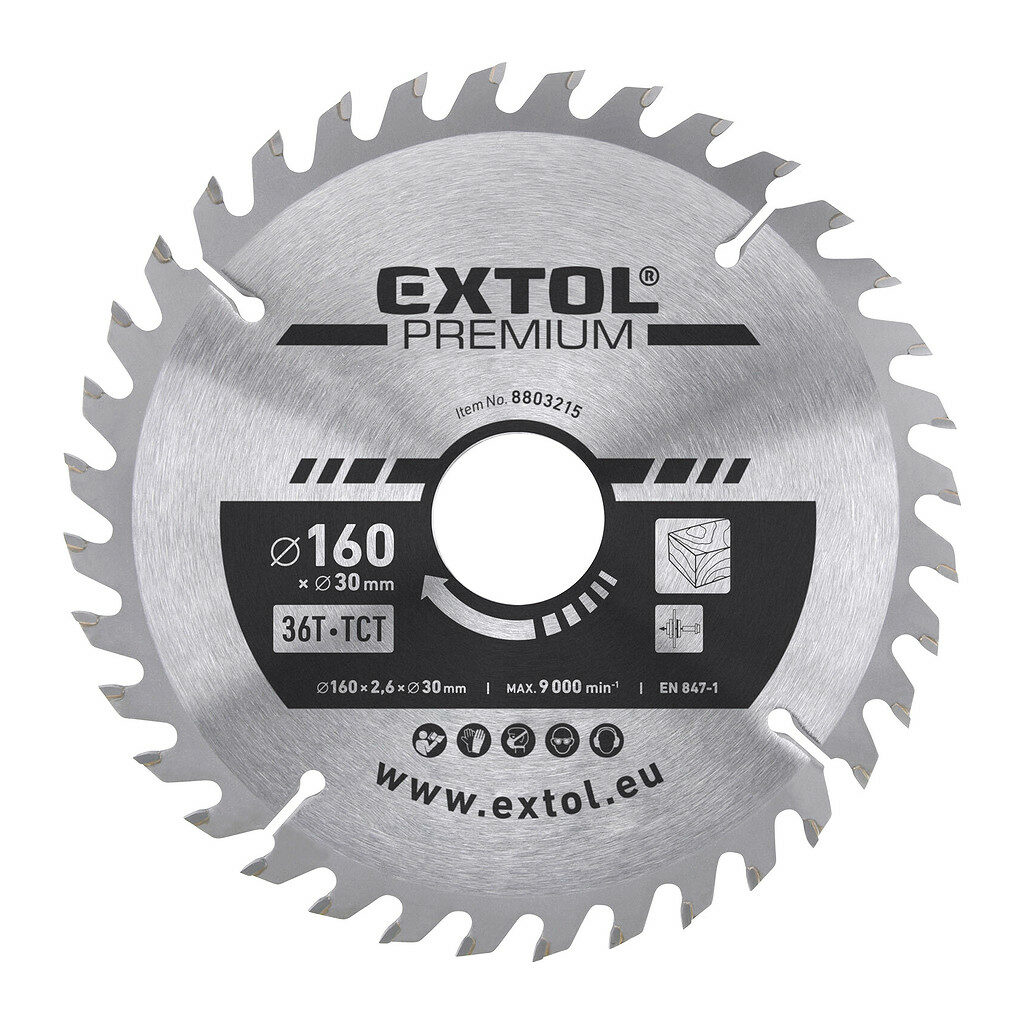 Extol Premium 8803215 - Kotúč pílový s SK plátkami, Ø160x2,8x30mm, 36z