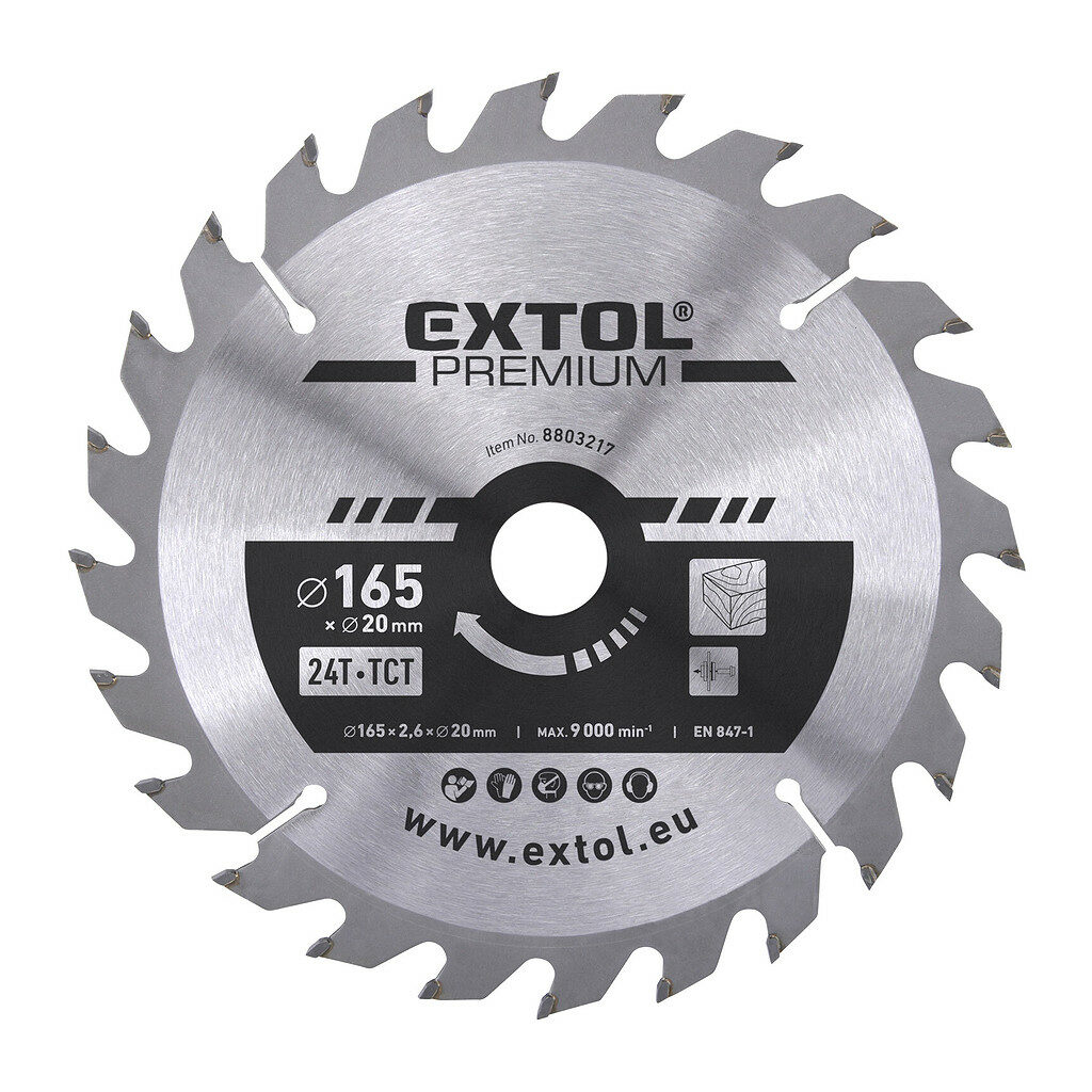 Extol Premium 8803217 - Kotúč pílový s SK plátkami, Ø165x2,8x20mm, 24z