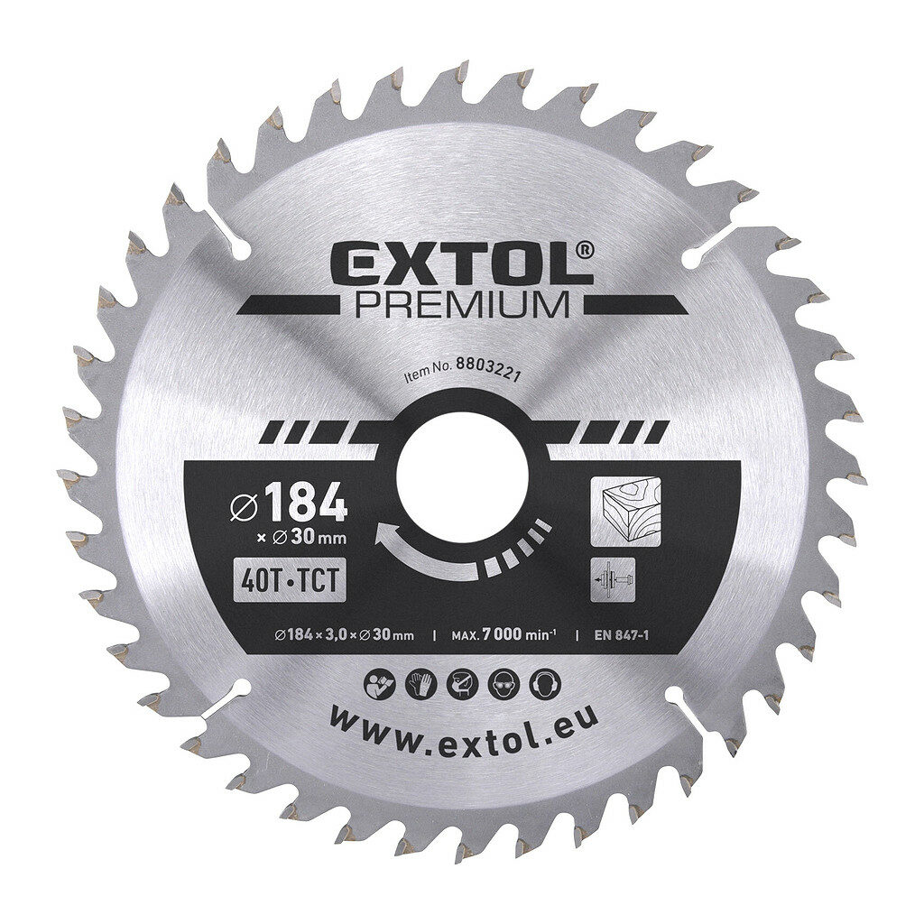 Extol Premium 8803221 - Kotúč pílový s SK plátkami, Ø184x3,2x30mm, 40z