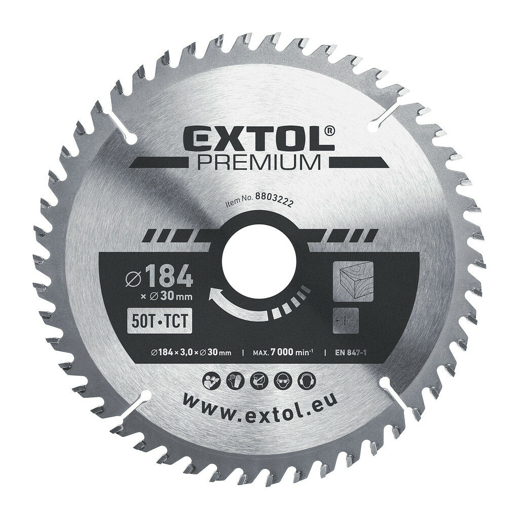 Extol Premium 8803222 - Kotúč pílový s SK plátkami, Ø184x3,2x30mm, 50z