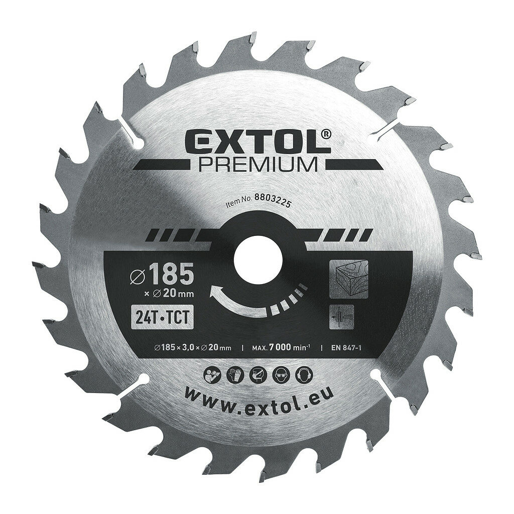 Extol Premium 8803225 - Kotúč pílový s SK plátkami, Ø185x3,2x20mm, 24z